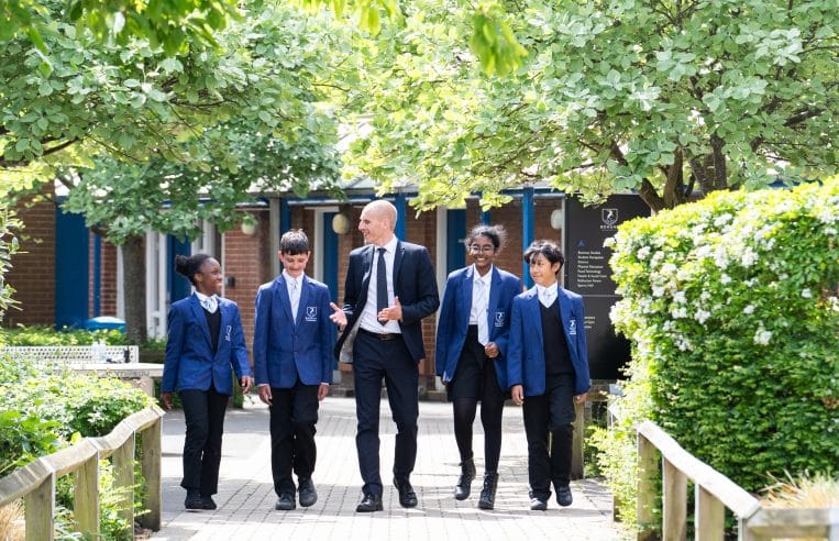Headmaster with students